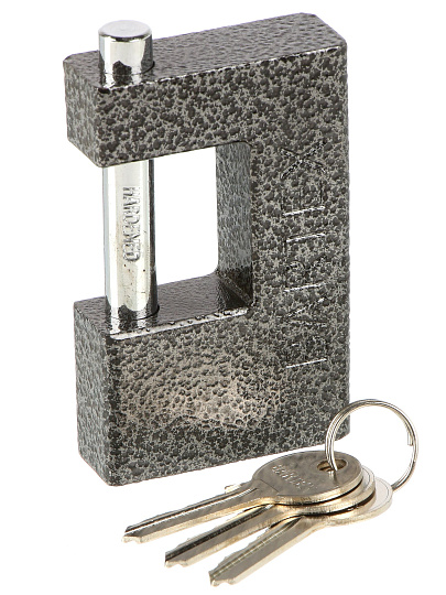 Замок навесной BARTEX чугунный 90мм Гаражный, блистер, 3 ключа, 504665