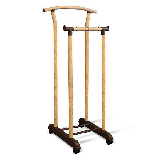 Вешалка костюмная 52х44х116 см, Sheffilton, металл, с колесами, полка для обуви, 10 кг, SSHT-SUR5, В1-84, светлый орех/коричневая