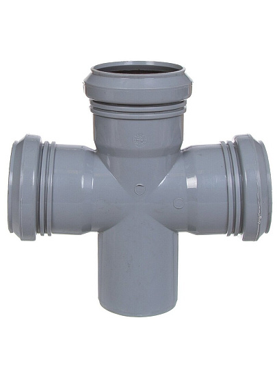 Крестовина канализационная одноплоскостная, 50х50х50 мм, 90 °, РосТурПласт, полипропилен, 36527