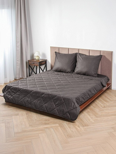 Постельное белье 1.5-спальное, простыня 145х214 см, 1 наволочка 70х70 см, Майская ночь, полисатин, одеяло 145х215 см, Асфальт