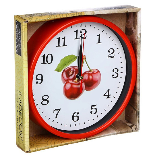 Часы настенные, 20 см, круглые, стекло/пластик, в ассортименте, Ladecor, Chrono, 581-943