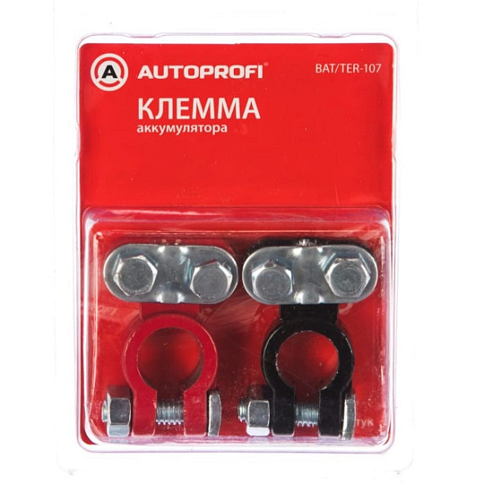 Авто Клемма AUTOPROFI BAT/TER-107 универсальная , с цв маркир полярности, для клемм +19,5/-17,9мм