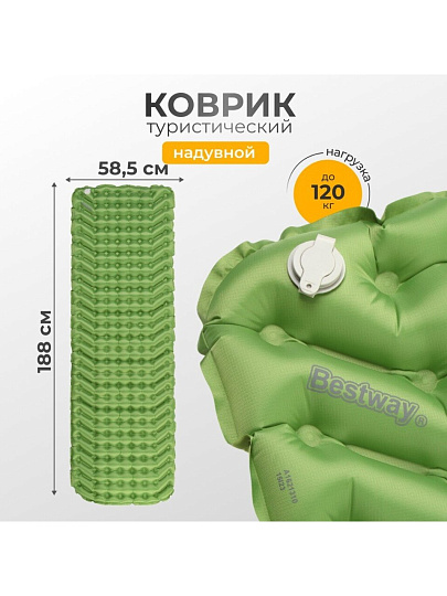 Коврик туристический 188х58.5х6.5 см, одноместный, Bestway, WanderLite, 69615