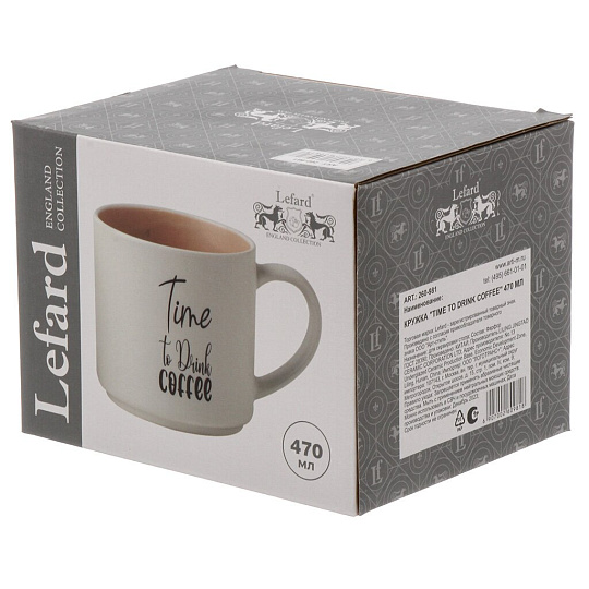 Кружка фарфор, 470 мл, Time To Drink Coffee, Lefard, 260-981