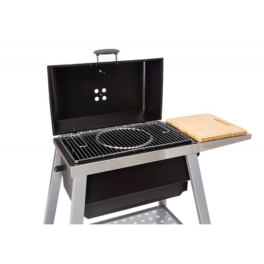 Гриль угольный 700х400 мм, 1.5 мм, разборный, с крышкой, съемная полка, 3 уровня регулировки, 2 термостенки, Forester, Скворчер, BQ-704