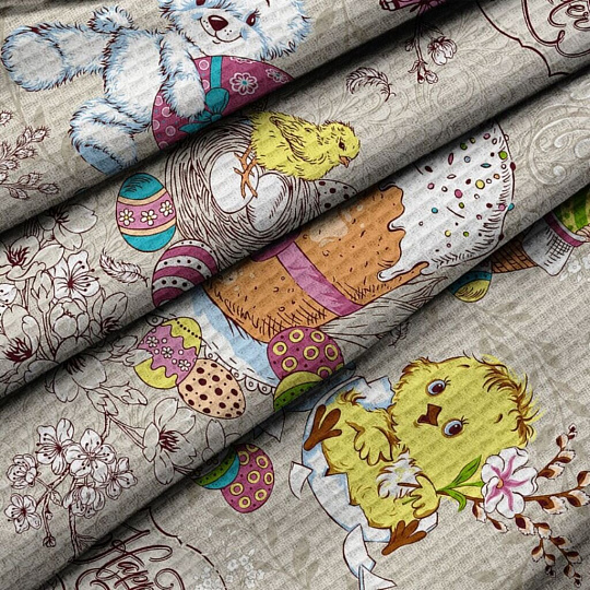 Набор полотенец кухонных 2 шт, 45х60 см, вафельный, 100% хлопок, МиаКара, Светлый праздник, в ассортименте, Россия, 718470