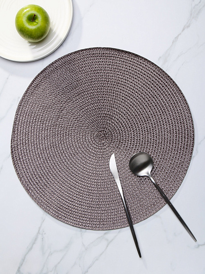 Набор салфеток полимер, 38х38 см, кругл, 4 шт, корич, МП, Y6-2537