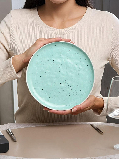 Тарелка десертная, керамика, 20.6 см, круглая, Colors, Domenik, DMD301, бирюзовая