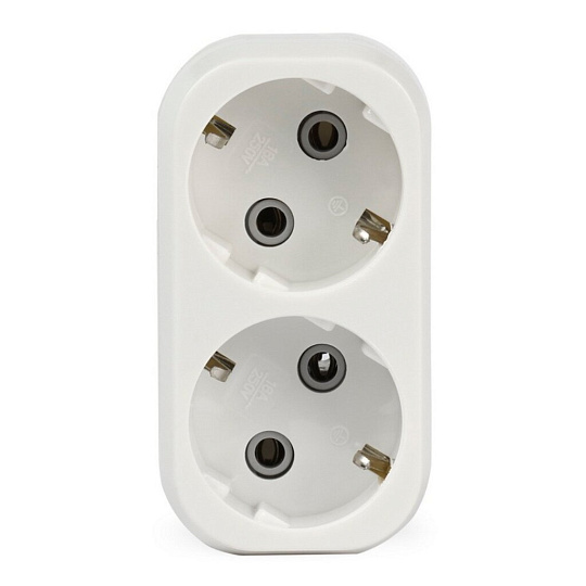 Двойник 2 гнезда, с заземлением, плоский, 16 А, Smartbuy, SBE-16-A02-2z