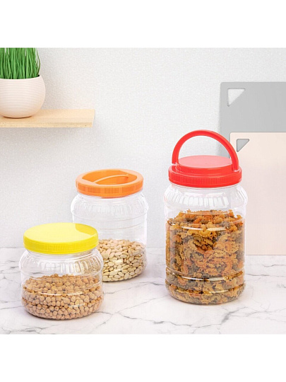 Банка для сыпучих продуктов, пластик, 2 л, 20.5 см, с крышкой, Альтернатива, М330, в ассортименте