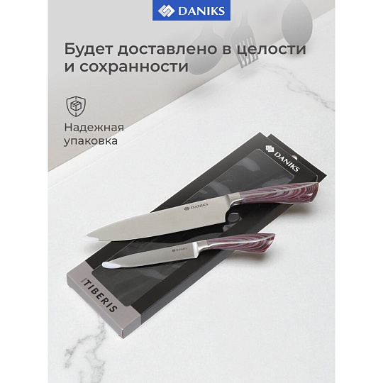 Набор ножей 2 предмета, 20 см, 12.5 см, нержавеющая сталь, рукоятка пластик, Daniks, Тибр, JA202042002