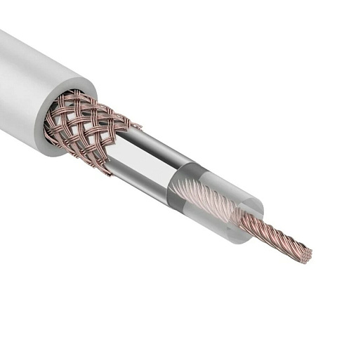 Провод коаксиальный, 1х0.51 мм², 100 м, RG-58 A/U, (64%), 50 Ом, белый, Rexant, 01-2001