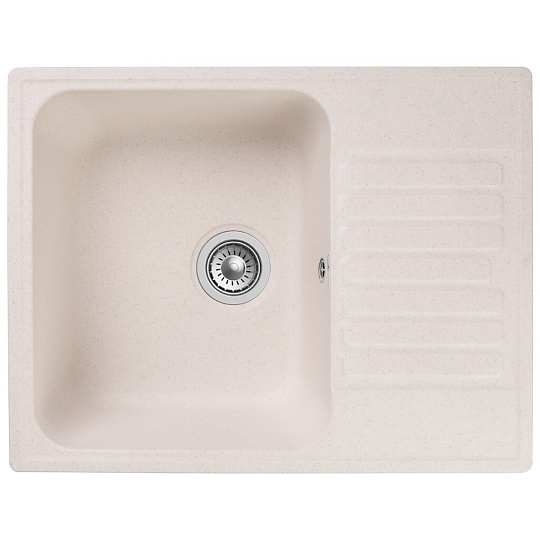 Мойка кухонная врезная, GranFest, Quarz, кварцевый песок, 618х477 мм, без сифона, белая, GF-Z13
