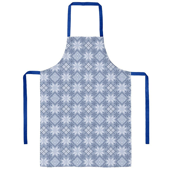 Фартук 60х70 см, 100% хлопок, рогожка, без кармана, Winterland, Снежный калейдоскоп голубой, голубой, 670945