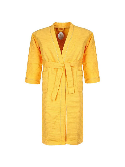 Халат унисекс, вафельный, 100% хлопок, желтый, XL-XXL, 52-54, Barkas, AI-0904003