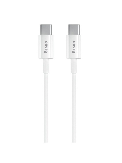Кабель USB OLMIO, Type-C to Type-C, 3 А, 1 м, 60W, белый, 041665