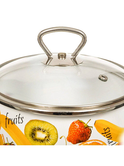 Кастрюля эмалированная сталь, 3 л, крышка стекло, Vitross, Fruits, 1SA205S/1SС185S, индукция