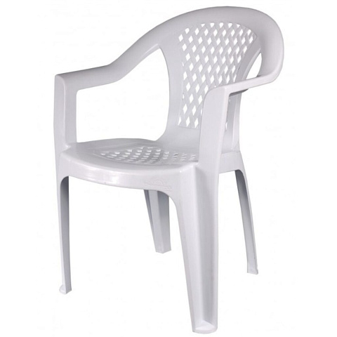 Кресло пластик, Эльфпласт, 75х55х62 см, белое, 42