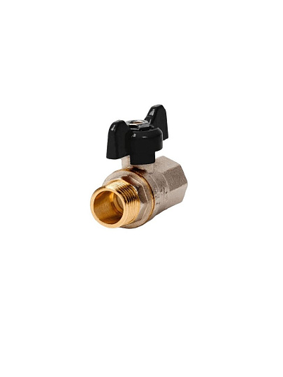 Кран для воды с американкой 3/4", прямой, ручка-бабочка, PN40, РосТурПласт