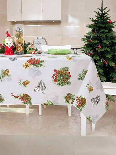 Скатерть 145х180 см, 100% хлопок, рогожка, 165 г/м2, АртДизайн, Серебряный звон