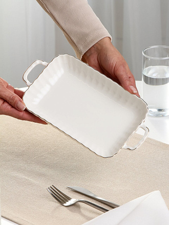 Ваза для фруктов, фарфор, на ножке, 25.4 см, Bonjart, Золотая линия, ТМ Глория, 202493