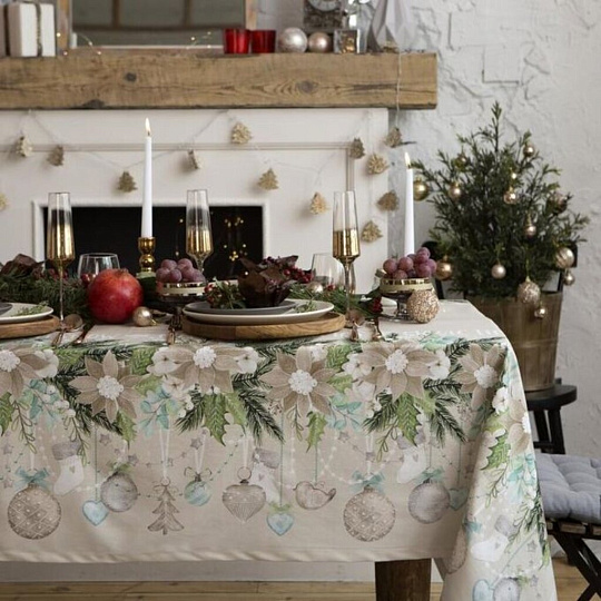 Скатерть 149х180 см, 100% хлопок, саржа, 190 г/м2, с ГМВО, Этель, Красивое Рождество, 5035898