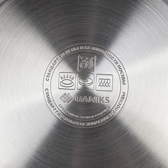 Сковорода нержавеющая сталь, 26 см, Daniks, индукция, FP-B019-26