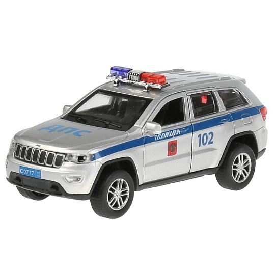 Машина Технопарк, Jeep grand cherokee полиция, 12 см, инерционная, металл, CHEROKEE-12SLPOL-SL, серебряная