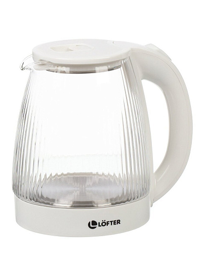 Чайник электрический Lofter, CX-K313-18BW, белый, 1.8 л, 1500 Вт, скрытый нагревательный элемент, стекло, пластик