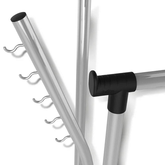 Вешалка напольная 107х44х166 см, Sheffilton, металл, с колесами, телескопическая, SHT-WR7, В1-63, черный/черный муар/хром, лак