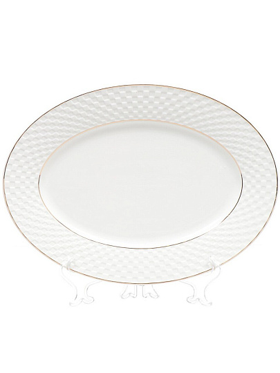 Блюдо керамика, овальное, 30 см, белое, Кембридж, Daniks, Y4-2736