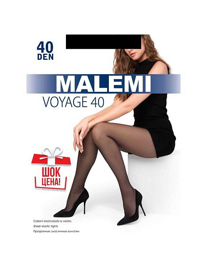 Колготки Malemi, Voyage, 40 DEN, р. 3, nero/черные, с шортиками и прозрачным мыском
