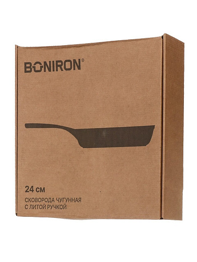 Сковорода чугун, 24 см, Boniron, с литой ручкой, индукция, ВС24-01