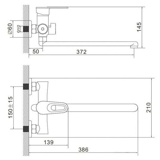 Смеситель для ванны, Эверест, с картриджем, желтый, B22-274B