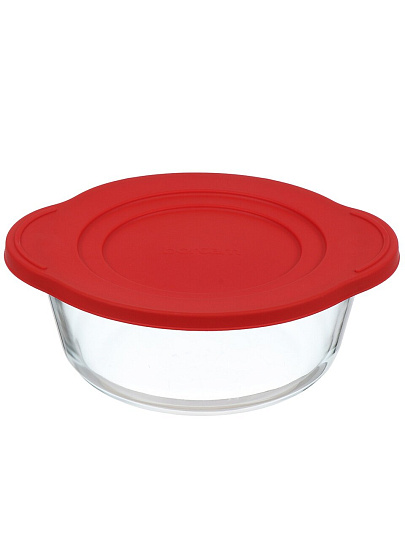 Форма для запекания стекло, 1.5 л, круглая, с крышкой, Borcam, 59123K