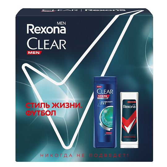 Набор подарочный для мужчин, Rexona, Men, шампунь + гель для душа