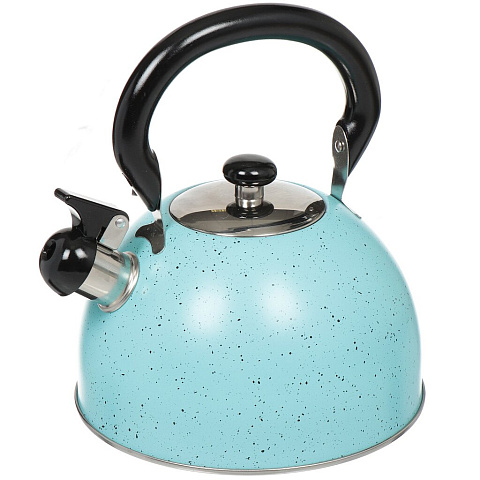 Чайник нержавеющая сталь, 3 л, со свистком, матовый, ручка с силиконовым покрытием, Daniks, голубой, M-009B