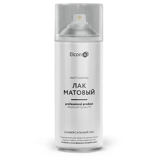 Лак аэрозольный, Elcon, универсальный, матовый, акриловый, бесцветный, для внутренних и наружных работ, 0.52 л