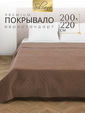 Покрывало евро, 200х220 см, 100% полиэстер, стеганое, Silvano, Модерн, шоколад
