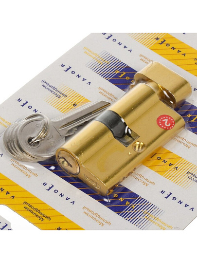 Личинка замка двери Vanger, EL-60-C-G, 29690, 60 мм, с заверткой, золотая
