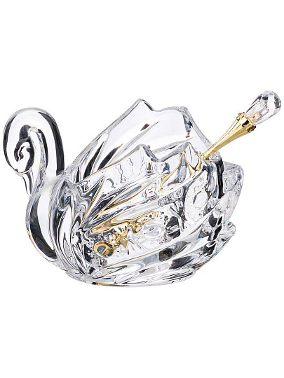 Икорница стекло, Lefard, Muza Crystal Лебедь, 11х7х8.5 см, с ложкой, 355-273