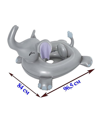 Игрушка для плавания 96.5х84 см, Bestway, Лодочка Слоненок, со встроенным динамиком, серая, 34152