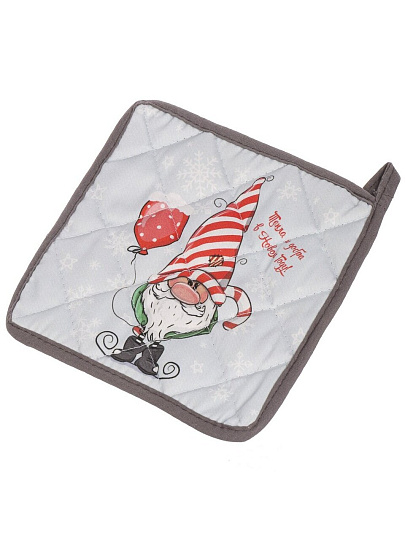 Набор кухонный 2 шт, 18х26 см + 18х18 см (варежка, прихватка), 100% хлопок, Новогодний гном