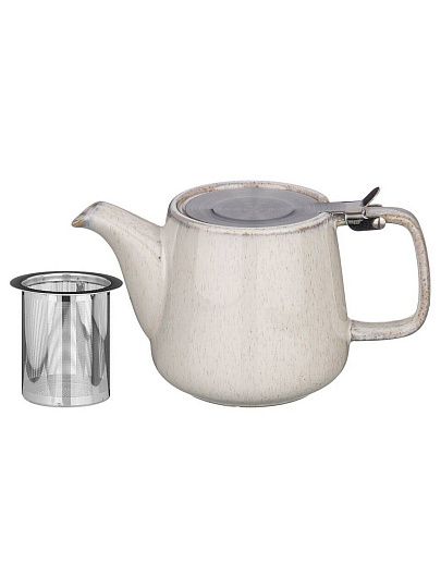 Чайник заварочный керамика, 0.5 л, с ситечком, 19х8.5х10, Bronco, Luster, 470-377, светло-серый