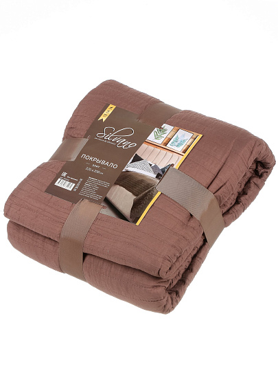 Покрывало евро, 220х200 см, 100% полиэстер, стеганое, Silvano, Жатка Элит, коричневое