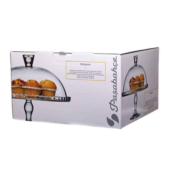 Тортница стекло, 32.2 см, круглая, с крышкой, на ножке, Pasabahce, Patisserie, 95200