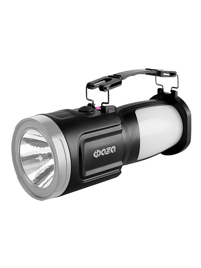 Фонарь ручной встроенный аккумулятор, ФАZА, AccuF8-L1W/L24-bk, зарядка от сети 220 В, пластик, черный, солнечная панель, 5006669