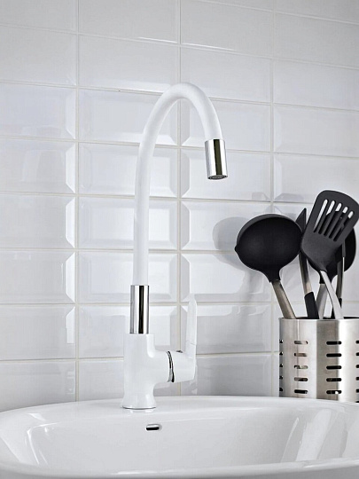 Смеситель для кухни, РМС, гибкий излив, с картриджем, белый, SL123W-016F-1