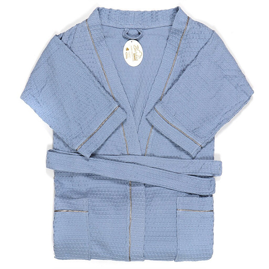 Халат унисекс, вафельный, 100% хлопок, голубой, XL-XXL, 52-54, Barkas, AI-0106016