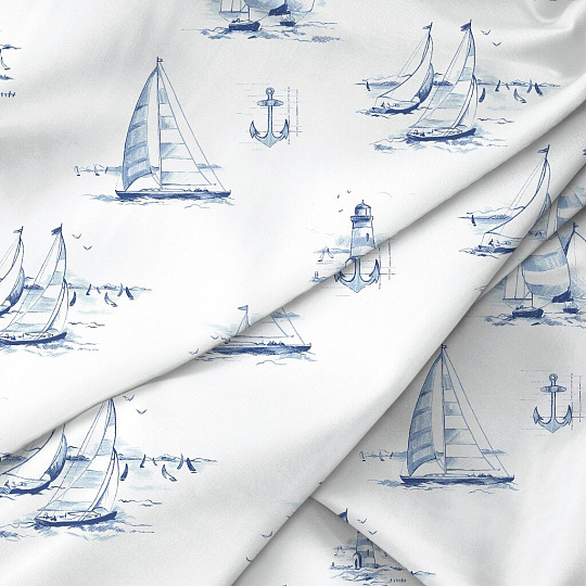 Постельное белье 2-сп, пр220х240, 2н50х70, п180х215, Verossa, сатин, Regatta blue